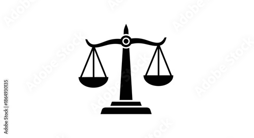 Symbol of justice and balance, scales of justice illustration on a clean white background
