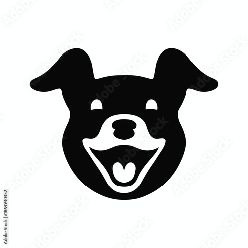 Happy dog face isolated on white background, Vector, illustration