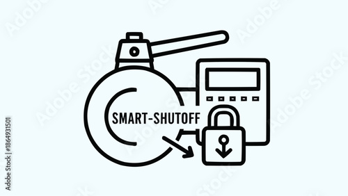 Device shutting down with smart shutoff feature enabled, secured with a padlock, and control panel nearby