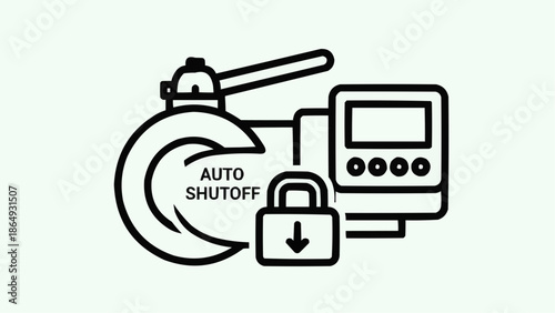 Automatic shutdown mechanism illustration featuring lock and control panel