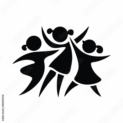 Children dancing together isolated on white background, Vector, illustration