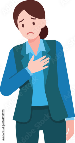 Woman Experiencing Chest Pain or Discomfort.