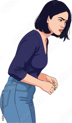 Woman Experiencing Stomach Pain or Discomfort.