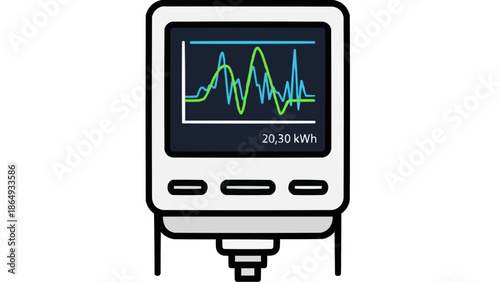 A device displaying a graph with fluctuating data on its screen