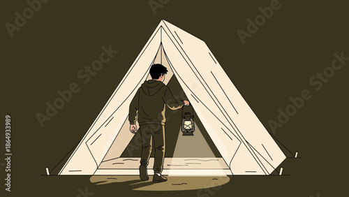 Adventure Awaits An Exploration Into Tent Camping At Night With Lantern
