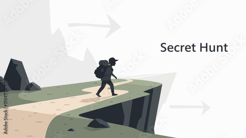 Adventure Awaits Hiker Reaching Mountain Peak Destination And Conquering Challenges