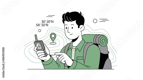 Adventure Awaits: Man Exploring with GPS Device In The Great Outdoors