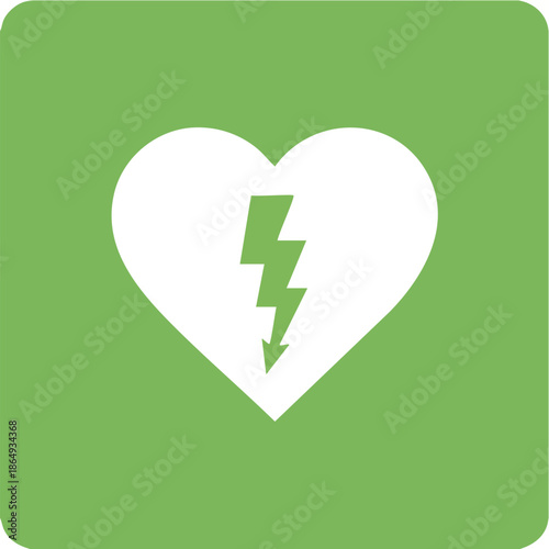 Heart with Lightning Bolt Icon for Energy and Health Concept