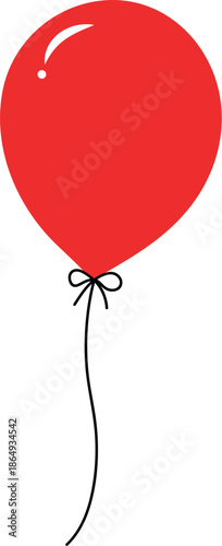 A Festive Flat-Style Vector Illustration of a Single Red Balloon Floating Gracefully for Birthday Celebrations, Party Decor, and Warm Christmas Wishes