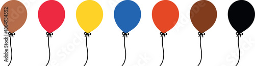 A Festive Flat-Style Vector Illustration of Colorful Floating Balloons for Birthday Celebrations, Party Decorations, and Joyful Christmas Wishes in White Canvas