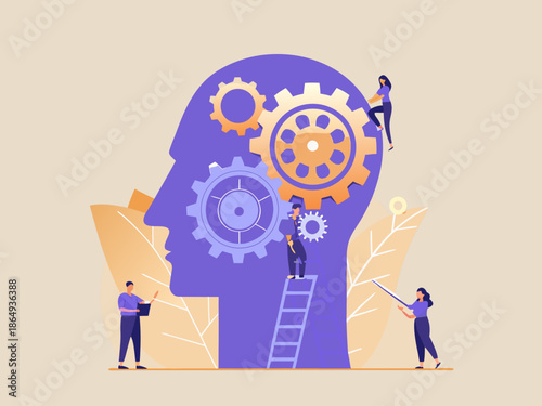 The human mind as a complex mechanism with working components and people