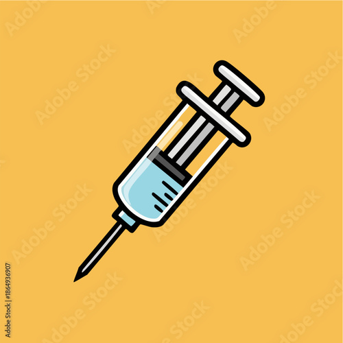 Cartoon Medical Syringe Icon for Health Injection or Vaccine