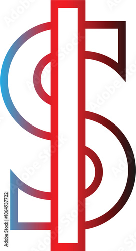 Dollar sign with red bar isolated on transparent background. Dollar sign logo design element