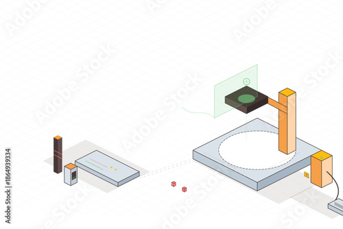 Various geometric shapes and objects arranged in a simple setup for a creative design project in a studio environment