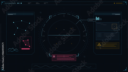 Display of data metrics and network analysis with visual components and alerts