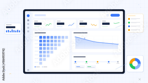 Visual representation of data analytics dashboard showing charts and graphs for performance tracking in a software interface
