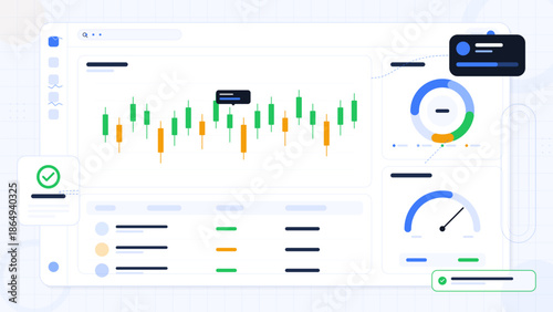 Data analysis and visualization on a digital platform with graphs and metrics displayed on screen