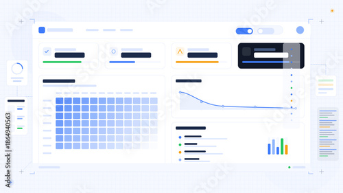 Dashboard layout with data visualization tools for tracking performance metrics and user engagement