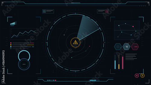 Dashboard display showing data and alerts in a digital interface during a monitoring session