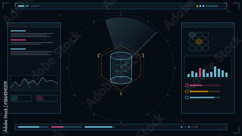 Visual data display showing graphs and information in a digital interface designed for analysis in technology