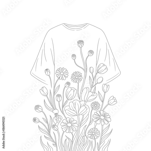 Floral embellished sweatshirt isolated on white background, Vector, illustration