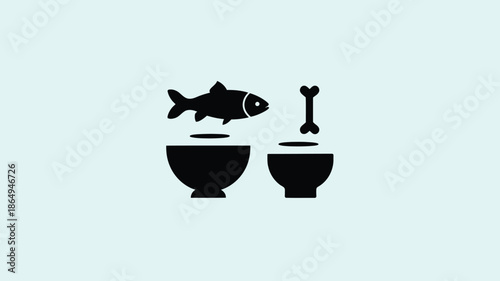 Fish and dog bowl isolated on white background, Vector, illustration