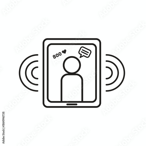 Social influence line icon for impact, reach, and online authority in social media. Clean outline design ideal for marketing analytics, apps, UI, and digital platforms.