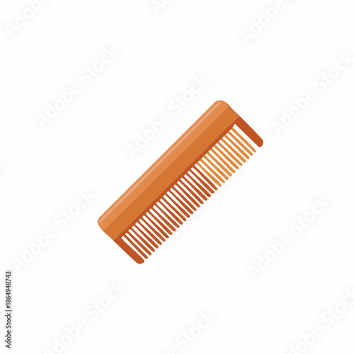Wooden comb flat vector illustration grooming tool for hair isolated on white background for professional styling and home use