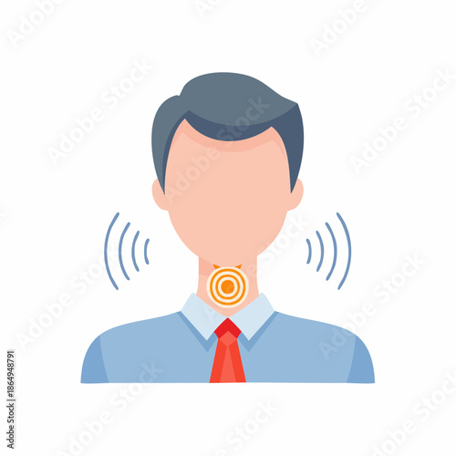 Person with Sore Throat Illustration Representing Pain, Inflammation, or Voice Problems