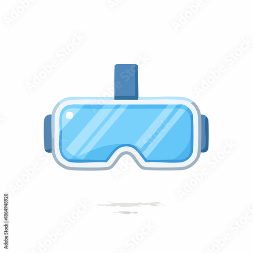 VR goggles illustration with blue lenses and white frame showcase virtual reality experiences and digital immersion technology, creative