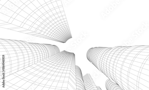 Abstract modern city buildings. Architectural concept sketch