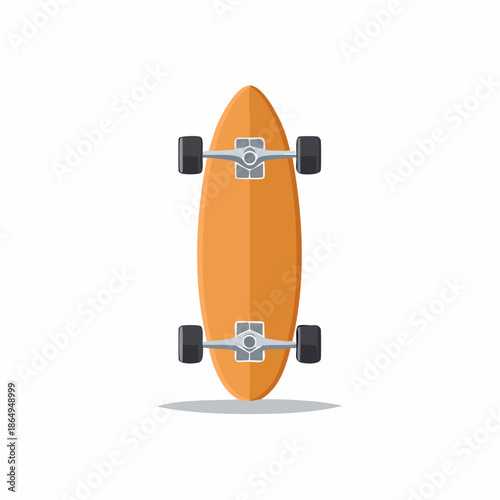 Isolated light orange skateboard with black wheels ready for street riding or skateboarding park fun