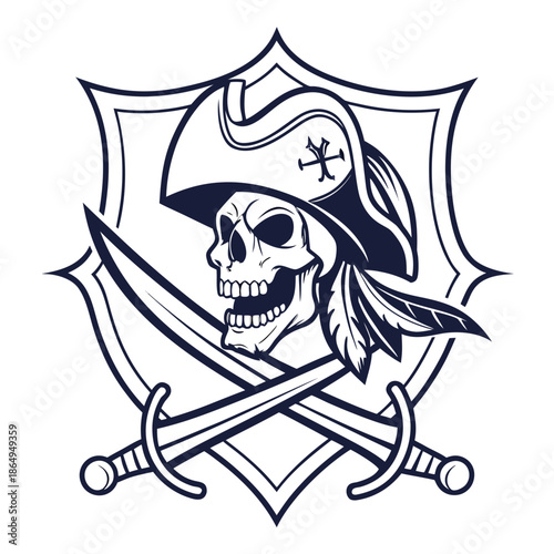 Vintage Pirate Skull Emblem Vector for Apparel and Prints
