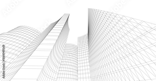 Abstract modern city buildings. Architectural concept sketch