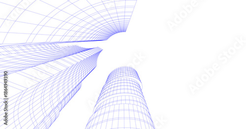 Abstract modern city buildings. Architectural concept sketch