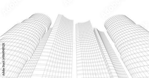 Abstract modern city buildings. Architectural concept sketch