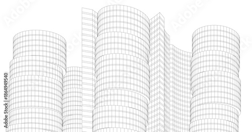 Abstract modern city buildings. Architectural concept sketch