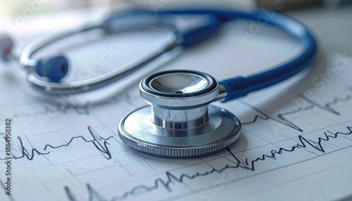 A stethoscope rests atop an ECG printout showing heart rhythms—evoking precision, care, and the quiet pulse of diagnostic insight in the realm of cardiovascular health and medical vigilance.