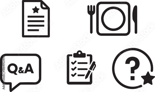 Restaurant Food and Beverage Icon Set