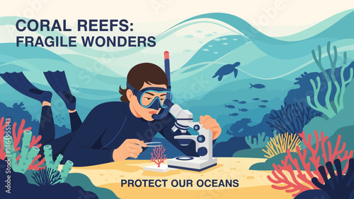 Studying Marine Life Scientist Exploring Coral Reefs Underwater Ecosystems