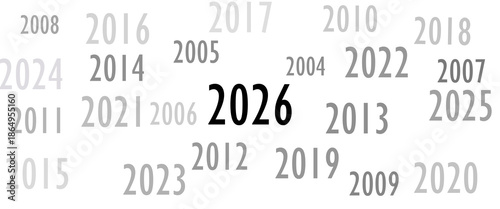 2026 2027 2028 New Year. Numbers in sequence. Calendar. Years follow each other. On a white background