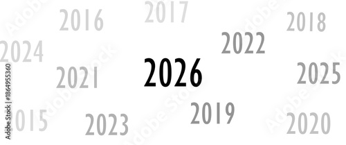 2026 2027 2028 New Year. Numbers in sequence. Calendar. Years follow each other. On a white background