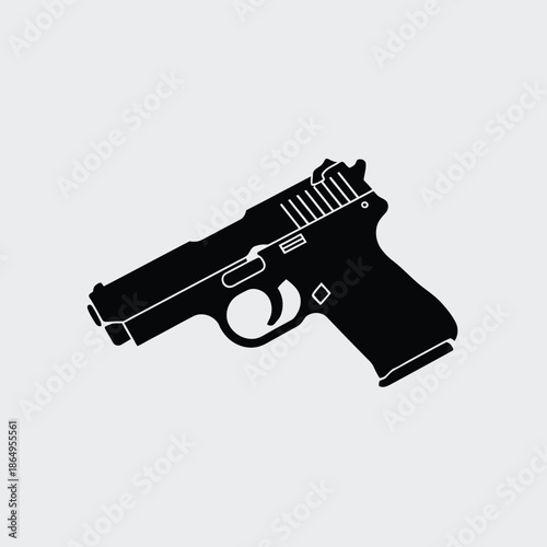 Black silhouette of a pistol isolated on white background, Vector, illustration