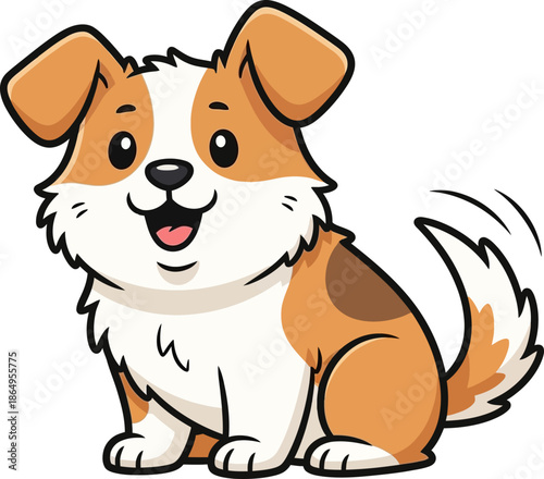 Cute Cartoon Dog Sitting Happily Adorable Puppy Illustration for Pet Lovers Children s Books and Animal Graphics