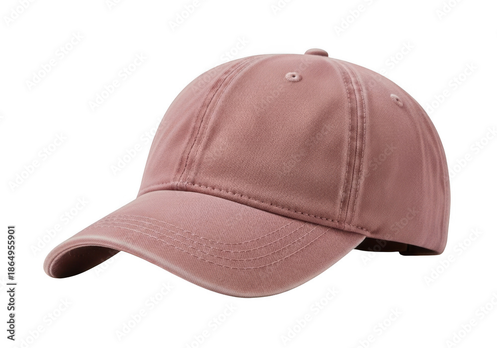 Fototapeta premium Stylish dusty rose pink baseball cap for casual wear, perfect for outdoor activities isolated on transparent background