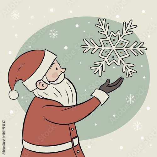 Santa Claus holding a large snowflake winter Christmas