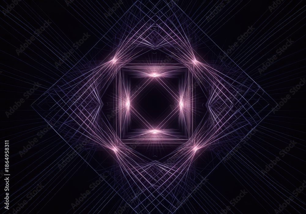 Obraz premium Complex geometric structure creating an illusion of infinite space and abstract depth. Layers of intersecting lines form a stunning optical pattern ,space ,network ,Abstract