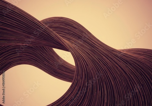 Complex mathematical visualization of spatial curvature and bending flow. Smooth lines illustrate differential geometry ,movement ,shape ,infinity