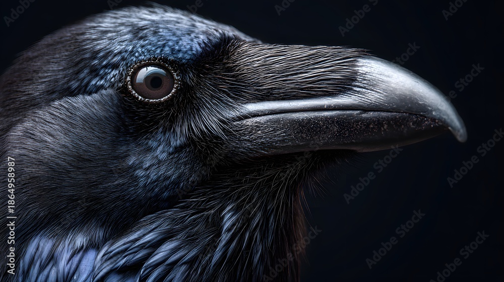 Fototapeta premium Intense Close Up Macro Portrait of a Majestic Black Raven