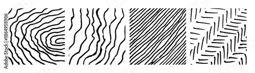 Set of monochrome hand-drawn crosshatch textures